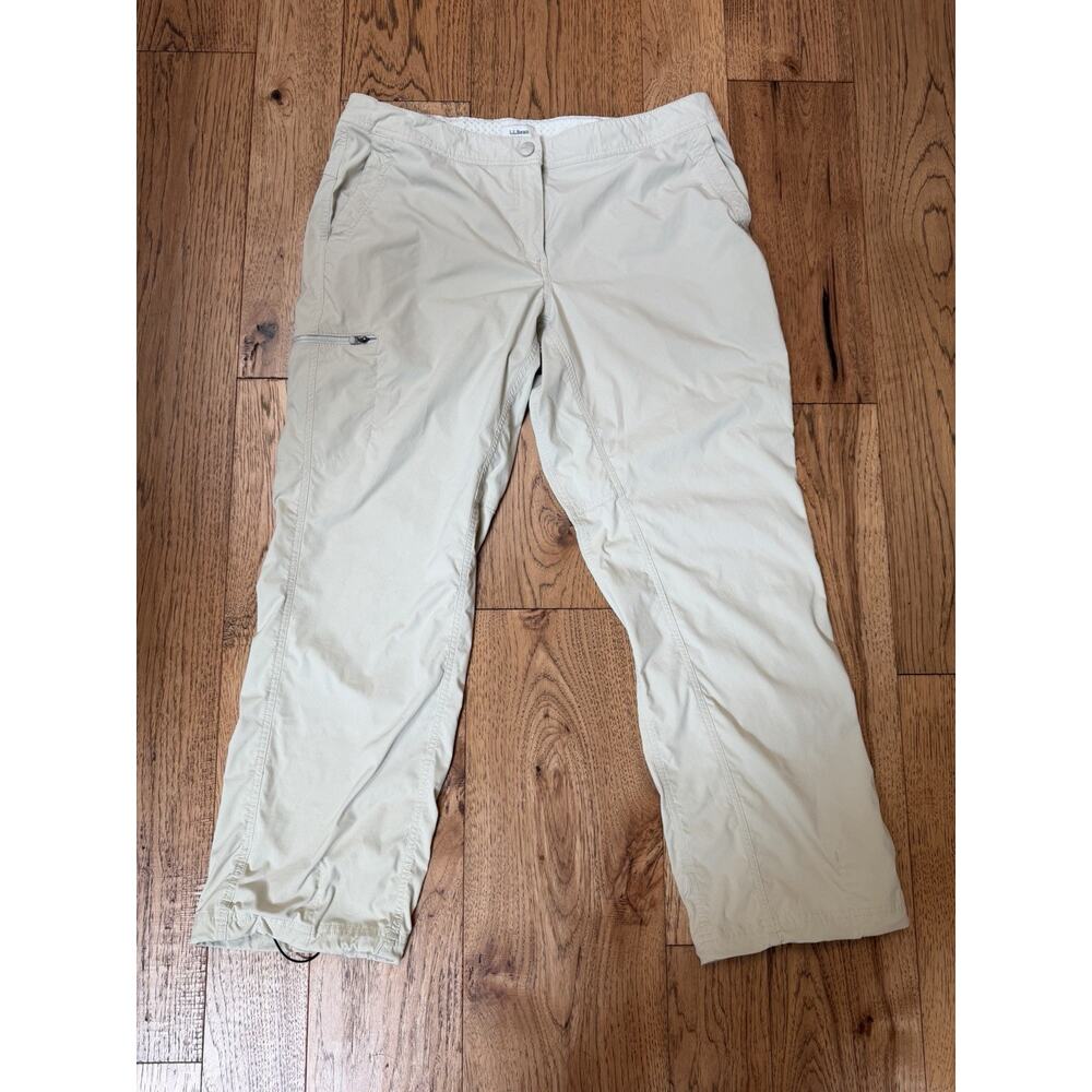 L.L. Bean Womens Size 14 Ivory Hiking Pants 95% Nylon Super Light - Picture 3 of 9